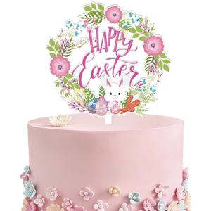 Easter Cake Topper Featuring Easter Eggs Bees Bunnies and Carrots Spring Cake Decorations Suitable for Easter Themed Birthday Party Supplies