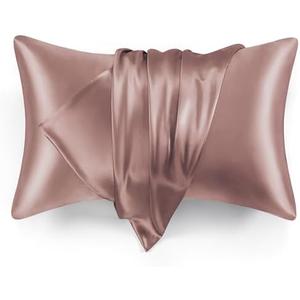 Love's cabin Satin Pillowcase for Hair and Skin, Similar to Silk Pillow Cases 2 Pack, Pillow Cases Standard Size Set of 2, Satin Cooling Pillow Covers with Envelope Closure, 20x30 Inches, Burlwood