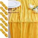 6PCS Table Runner Cheesecloth 10FT Gold Boho Gauze Cheese Cloth Rustic Sheer Table Runners for Wedding Bridal Baby Shower Party Decoration