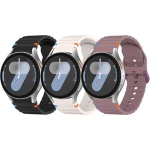 Meliya No Gap Bands Only Compatible with Samsung Galaxy Watch 7 FE 6 5 4 40mm 44m/Watch 6 Classic 43mm 47mm/Watch 4 Classic 42mm 46mm/Galaxy Watch 5 Pro 45mm, 20mm Soft Silicone Sport Band for Women & Men (Black+Starlight+Smoke Purple)