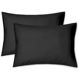 EXQ Home Toddler Pillowcases 13x18 Travel Pillow Case Set of 2, Small Pillow Case for Baby Pillow Sized 12x16, 13x18, Kids Pillowcases 2 Pack Machine Washable (Black)