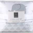 The Peanutshell 3 Piece Baby Crib Bedding Set for Boys & Girls - Newborn, Infant & Toddler Nursery Bed Set Decor with Fitted Crib Sheet, Dust Ruffle Comforter - Elephant Walk