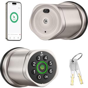 Leydebong 4-in-1 Smart Door Lock with Fingerprint and Keypad - Keyless Entry Electronic Lock with App and Mechanical Key - Easy Installation Smart Door Knob for Home Office Bedroom & Apartment