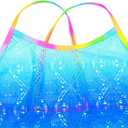 Girls Swim Cover Ups Beach Crochet Mesh Crossback Swimsuits Cover Up Dress for Girls 4-12 Years