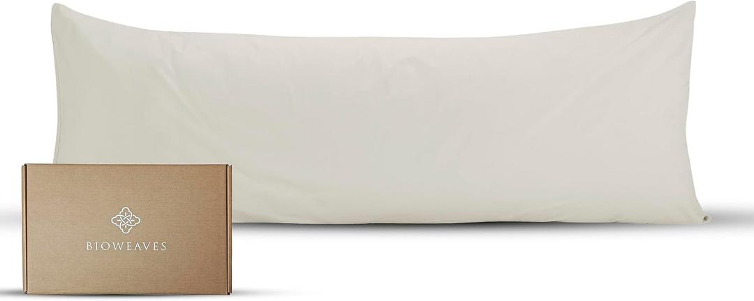 Bioweaves 100% Organic Washed Cotton Percale Weave Body Pillow Cover GOTS Certified Body Pillow Pillowcase 21 x 54, F Dew