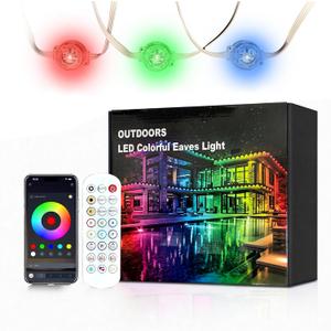 iHomey 50ft Permanent Outdoor Eaves Light with 30 LED, Waterproof Smart RGB Light with App/Remote Control, for Christmas, Halloween