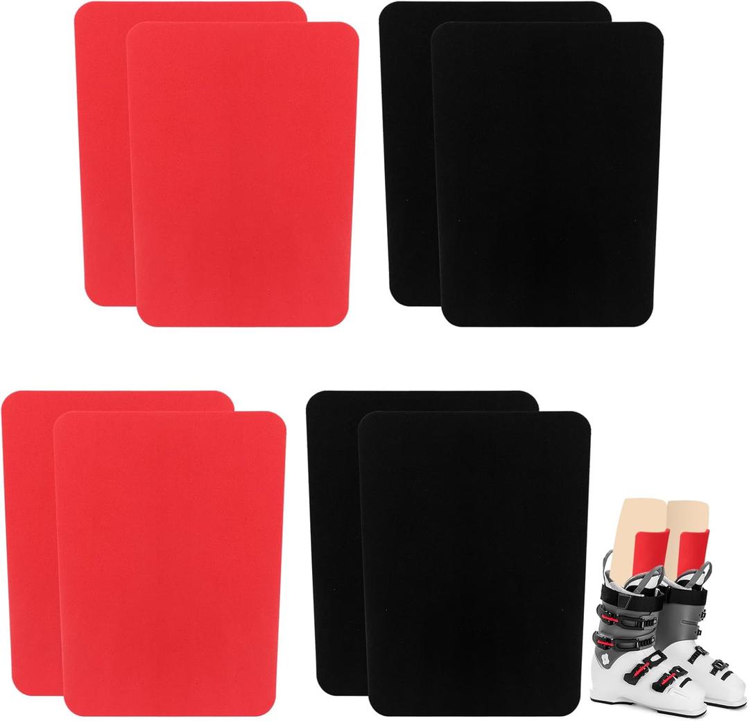 8 Pcs 6.5 x 5 Inch Snowboard Shin Pads Foam Ski Shin Guards 2 Colors Padded Ski Boot Inserts Liner and Foot Friction Shins Bang Protection for Sports Skiing Snowboarding (Black, Red)