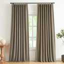 Home Brown Pinch Pleated Full Blackout Curtains Linen Blended Room Darkening Window Curtains 90 inch for Living Room Bedroom Thermal Insulated Pinch Pleat Drapes with Hooks 2 Panel