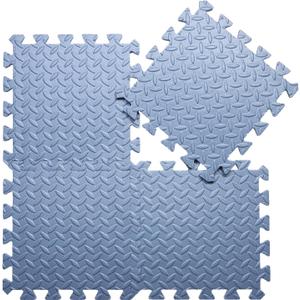 Coolcandy EVA Foam Play Mat, 16 Tiles Colorful Baby Play Mat, Square Kids Playmat with Solid Colored, 0.4" Thickened Interlocking Foam Floor Tiles, Puzzle Play Mat for Baby Lying, Playing (Gray Blue)