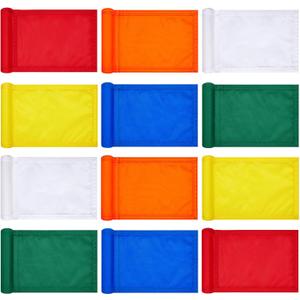 Colarr 12 Pcs Solid Golf Flag Target Flag with Tube Inserted Waterproof Putting Green Flags 420D Nylon Mini Pin Flags 8" l x 6" H for Yard Garden Backyard Outdoor Halloween Christmas Gift Adults