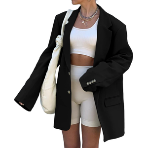 Grlasen Women Casual Elegant Long Sleeve Oversized Lapel Blazers Open Front Solid Work Office Jacket Blazer S