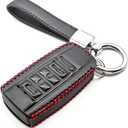 MECHCOS Compatible with Acura ILX MDX RDX RLX TLX Smart 5 Buttons Leather Keyless Entry Remote Control Key Fob Cover Case Protector Accessories, Black/Red