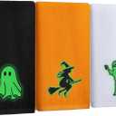 3 Pcs Halloween Glow in The Dark Hand Towels Halloween Embroidered Ghost Witches Skeleton Towels Gift for Kitchen Home Bathroom Summer Bar Decor