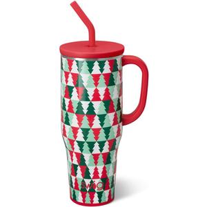 Swig Life 40oz Mega Mug, 40oz Tumbler with Handle and Straw, Extra Large Insulated Tumblers, Cup Holder Friendly Travel Mug (Perfect Pines)