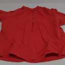 Tankaneo Womens Puff Sleeve Button Down Shirts Cotton Pleated Loose Fit Tops Summer Dressy Casual Blouses XL, Red