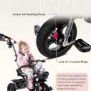 RIDYEE 7-in-1 Tricycle for 18 Months to 5 Years, All-Terrain Rubber Tires, Dual Wheel Brakes, Rotatable Seat for Toddlers 1.5-3, Tricycle for 3-5 Years with DIY Stickers, Grey, Small