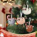 24 Pcs Felt Sloth Ornaments for Christmas Tree 4 Colors Felt Sloth Hanging Decorations with Lanyards Christmas Tree Hanging Ornaments for Xmas Party Decor