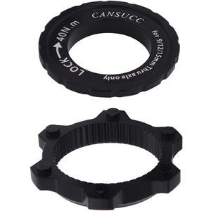 Bicycle Center Lock Adapter with Lock Ring Aluminum Alloy Centerlock Adaptor 6-Bolt Disc Brake Rotor Adapter Hub Spacer Bicycle Accessories for Mountain/Road Bike 9/12/15mm hub axles (Black)