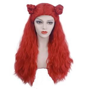 Girls Long Wavy Curly Red Anime Cosplay Wig for Women Halloween Costume Party Synthetic Wig (20040)