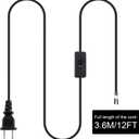 RTNLIT 12FT Lamp Cord with On/Off Button Switch and Polarized Plug, Stripped Ends Ready for Wiring, 18AWG SPT-2 Replacement Power Cord, Black