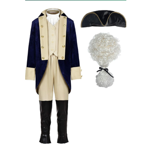 ReliBeauty Washington Costume Boys Hamilton American Colonial Uniform with Wig, Size 150