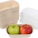 50 Pcs Disposable Paper Bowls with Lids, 33oz Rectangle Disposable Paper Meal Prep Containers, Sugarcane Fiber Paper Bowls for Burrito, Salad, Taco, Chipotle, Pasta, Nacho (50 Bowls 50 Lids)