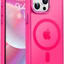 Newfuture Upgraded Magnetic for iPhone 15 Pro Max Case [Compatible with Magsafe] [Mil-Grade Protection], Pocket-Friendly, Slim Translucent Phone Case Cover for iPhone 15 Pro Max 6.7", Hot Pink