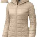 URBAN BUCK Packable Puffer Jacket Women with Hood – 32 Degree Heat Lightweight Travel Winter Plan Puff Foldable Jacket for Women - Ember Cream Quilted Water-Resistant & Repellent For Outdoor (XL)