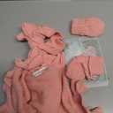 Avibae Cotton Newborns Set with Knit Sweater, Hair Band, Booties for Baby Girls, Warm Cute Infant 3 Piece Set (Pink, 0-1M)
