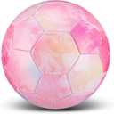 HyDren Kids Size 3 Soccer Ball with Pump Official Cute Cartoon Toddler Soccer Durable Outdoor Indoor Sports Football Game Charity Gift for Kids Boys Girls 4 to 6(Glitter Pink)