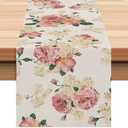 2 x Spring Pink Peony Table Runner 13x72 Inch Spring Pink and Yellow Flowers Kitchen Dinning Table Decoration for Indoor Outdoor Home Party Dcor