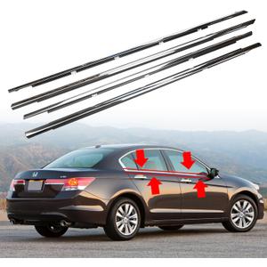 4Pcs Weatherstrip Window Moulding Trim Seal Belt Compatible with 2008-2012 Honda Accord Replaces#72410-TA0-A01 72450-TA0-A01 72910-TA0-A01 72950-TA0-A01