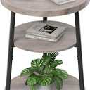 Round Side Table 3-Tier end Table for Living Room, Small Nightstand 15.75in, Without Charging Station