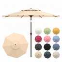 10FT Patio Umbrella, 2 Tier Outdoor Table Umbrella, Large Vented Market Umbrellas with Push Button Tilt and Crank, 8 Sturdy Ribs for Backyard, Deck, Pool, UPF50+ UV Protection