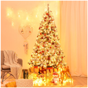 7.5 ft Prelit Premium Snow Flocked Hinged Artificial Christmas Tree with 450 Lights