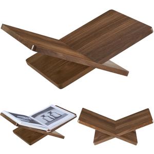 Solid Wooden Book Stand for Desktop Display & Reading 15.7" x 9.4" x 5.7 Extra Large Wood Open Book Holder for Cookbook, Bible, Recipe, Textbook, Magazine (N. American Black Walnut)