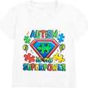 Autism is My Super Power Superhero Shirts Toddler Boys Autism Awareness Shirt Kids Summer Short Sleeve Tops