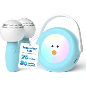 Karaoke Machine for Kids with 2 Wireless Microphones, Night Light & Original/Accompaniment Switch, Rich Built-in Content, Toddler Toys for 3, 4, 5, 6, 7, 8 Year Old, Gifts for Boys and Girls