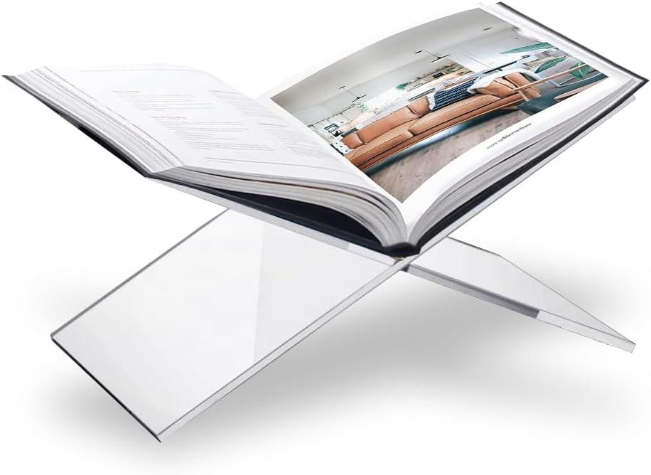 SK Acrylic Book Stand Large - 6 x 12 x 6" - Quran Holder - Coffee Table Book Stand - Cookbook Stand for Kitchen - Home and Table Decor (Transparent)