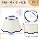VIHOSE 9.4'' Bottom x 5.9'' High x 5.1'' Top Set of 2 Beige Lamp Shade with Petal Edge, Fabric Chandelier Scalloped Lampshade, for Floor Wall Lamps Table Bedroom Living Room(Navy Blue Edge), 9.53 Inches X 7.01 Inches