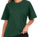 Womens Oversized Cotton T Shirts Crewneck Short Sleeve Tops Heavyweight Casual Loose Fit Drop Shoulder Fashion Tees XL