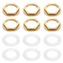 uxcell 6Pcs Brass Lock Nuts Pipe Fitting, 3/4 Inch BSP Female Hex Locknut, Flange Single Hole Faucet Lock Nut with Silicone Washer for Kitchen Basin Sink Plumbing
