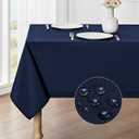Veblandy Rectangle Tablecloth Waterproof 60x144 inch Linen Textured Table Cloth Stain and Wrinkle Resistant Washable, Decorative Fabric Table Cover for Dining, Party and Camping, Navy Blue