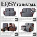 KinCam Waterproof Loveseat Recliner Cover, Non-Slip Reclining Couch Covers for 2 Seat, Recliner Sofa Cover Furniture Protector with Elastic Straps for Kids, Pets, Dark Gray