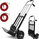 800 LB Dolly Cart,Heavy Duty Folding Hand Truck Dolly | 8" Solid Rubber Wheels, 2*Bungee Cords, Compact Foldable Alloy SteelDesign for Warehouses, Homes, Offices, andSmall Business