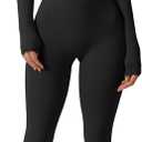 QINSEN Womens Sexy Square Neck Long Sleeve Full Length Leggings Bodycon Stretch Jumpsuit (Large, Black)