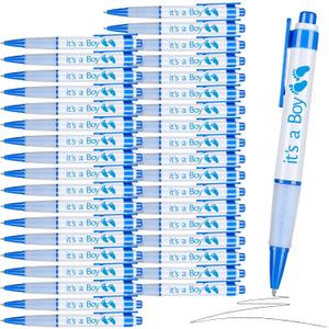 Woanger 36 Pcs Baby Shower Pens for Boys Girls Retractable Gel Pens Blue or Pink Baby Shower Favors Thank You Gifts for Guests(It's a Boy Style)