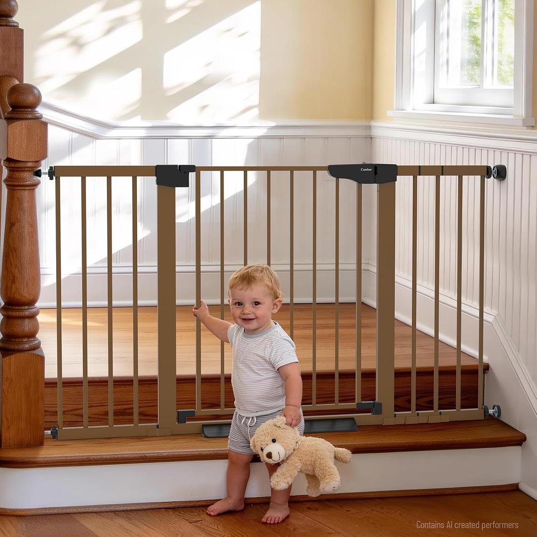 Cumbor 30-54" Extra Wide Baby Gate, Dual Lock & Auto Close Dog Gate Brown
Easy Install Pet Gate with 2-Way Opening and One-Hand Access; Extra Wide Walk-Through Access for Stairs, Doorways & Kitchens