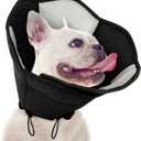 SUNFURA Dog Cone - Soft Cone for Dogs to Stop Licking, Pet E-Collar Alternative After Surgery, Adjustable Pet Recovery Collar for Wound Healing, Black Medium