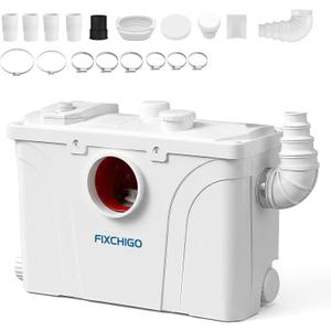 800W Macerator Pump, Macerating Toilet System with 4 Inlets/1 Outlets, 48 GPM Flow, 29.5 FT Head, PCB Smart Control Sewage Pump for Basement, Sink, Toilet, Laundry, Kitchen